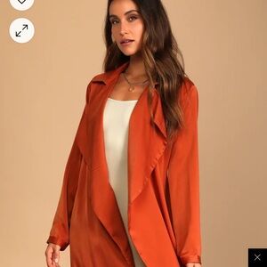 Lulus Being Chic Rust Orange Satin Duster